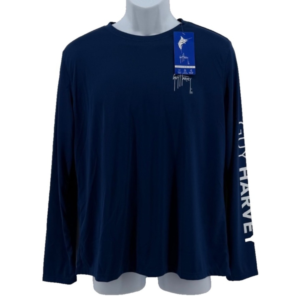 Guy Harvey Performance Fishing Shirt Men's Large UPF 50 Long Sleeve Blue NWT
